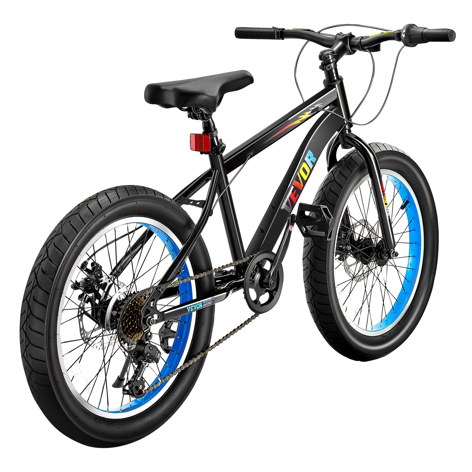 VEVOR Bicicleta de Montaña, Bicicleta MTB 7 Velocidades, Cambio Giratorio, Sillín Cómodo, Frenos de Disco Dobles, Cuadro de Acero con Alto Contenido Carbono, para Senderos y Nieve, 1460 x 635 x 840 mm