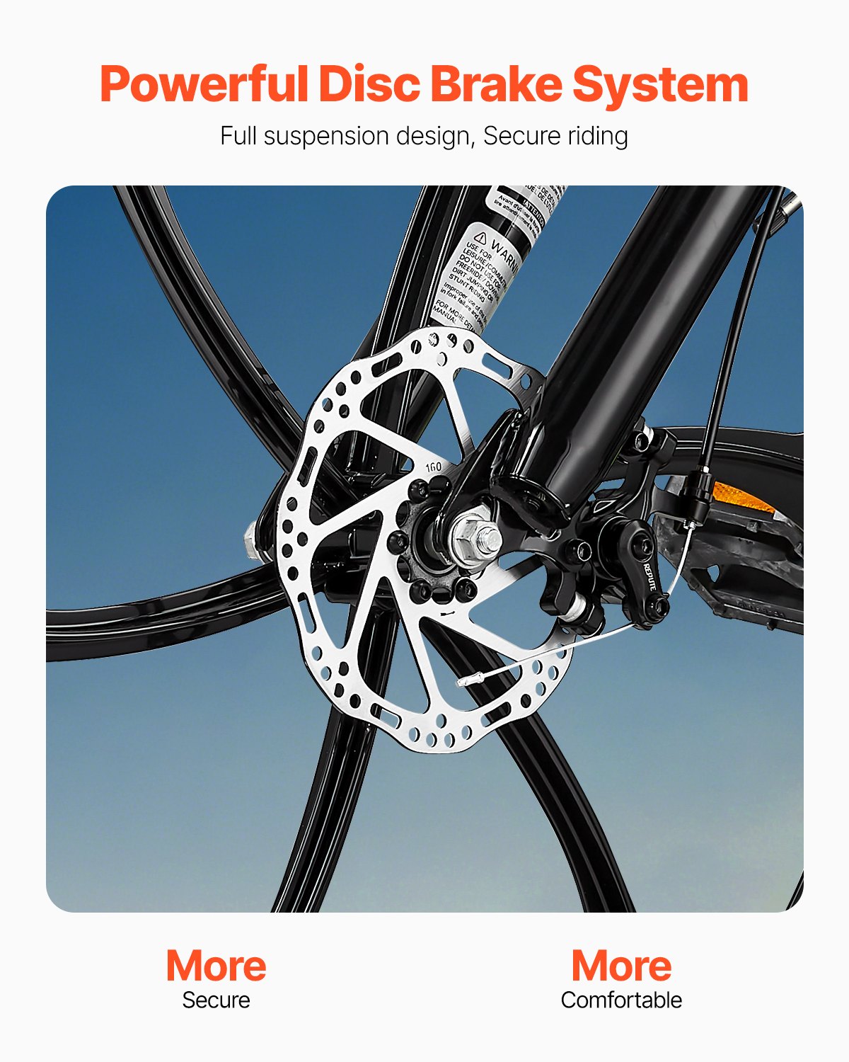 VEVOR Bicicleta Montaña Plegable 21 Velocidades Freno Disco 1740 x 635 x 945 mm