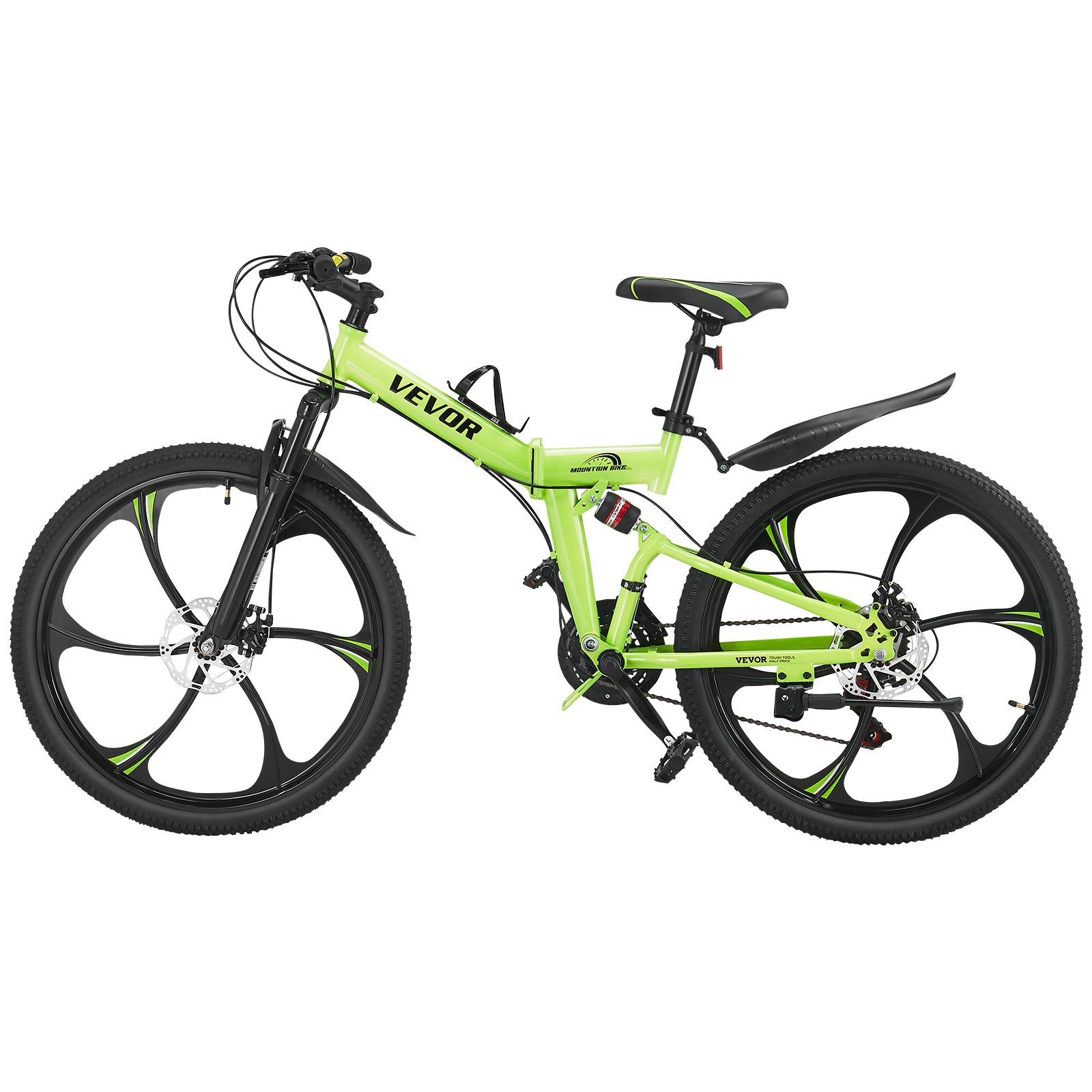 VEVOR Bicicleta Montaña Plegable 21 Velocidades Freno Disco 1740 x 635 x 945 mm