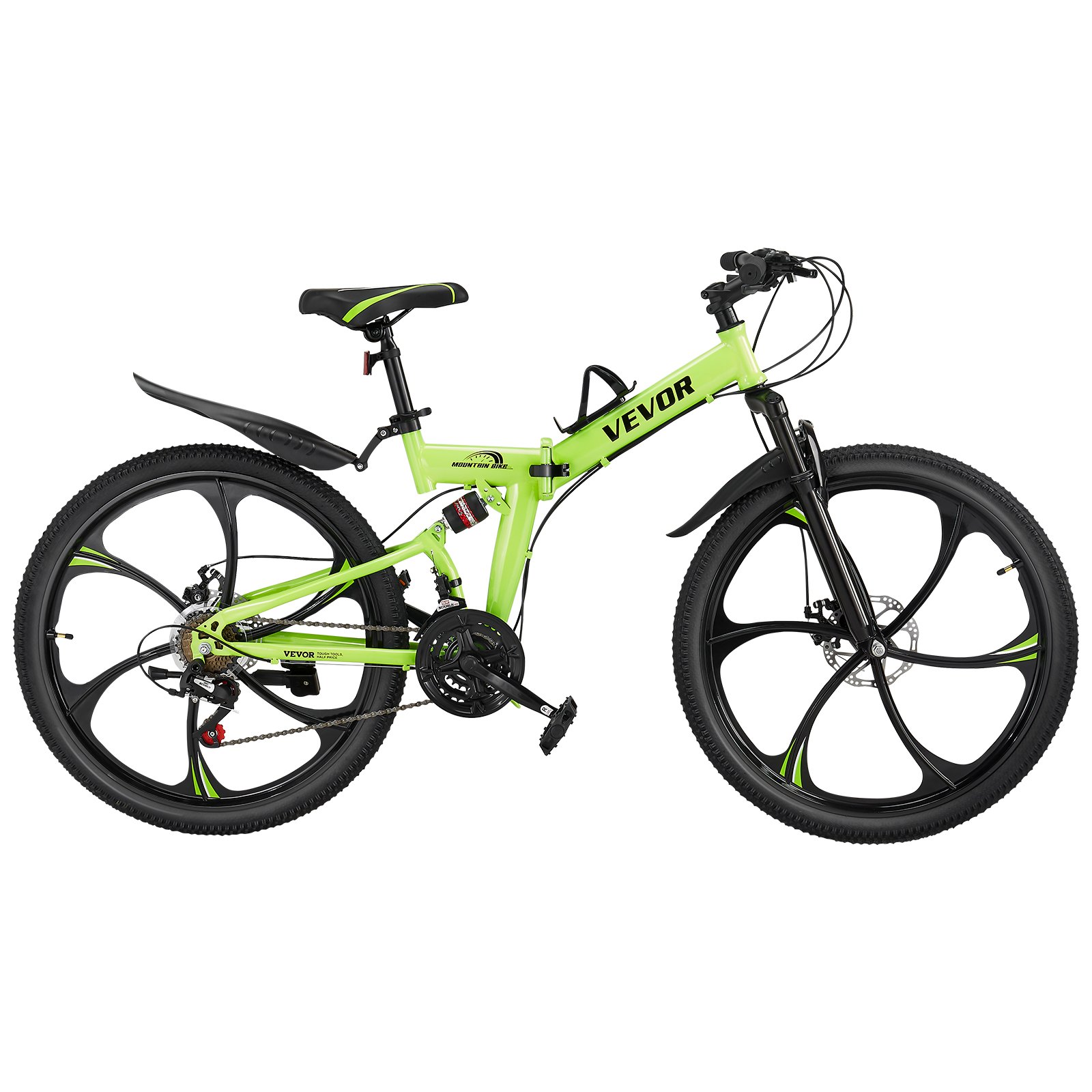 VEVOR Bicicleta Montaña Plegable 21 Velocidades Freno Disco 1740 x 635 x 945 mm