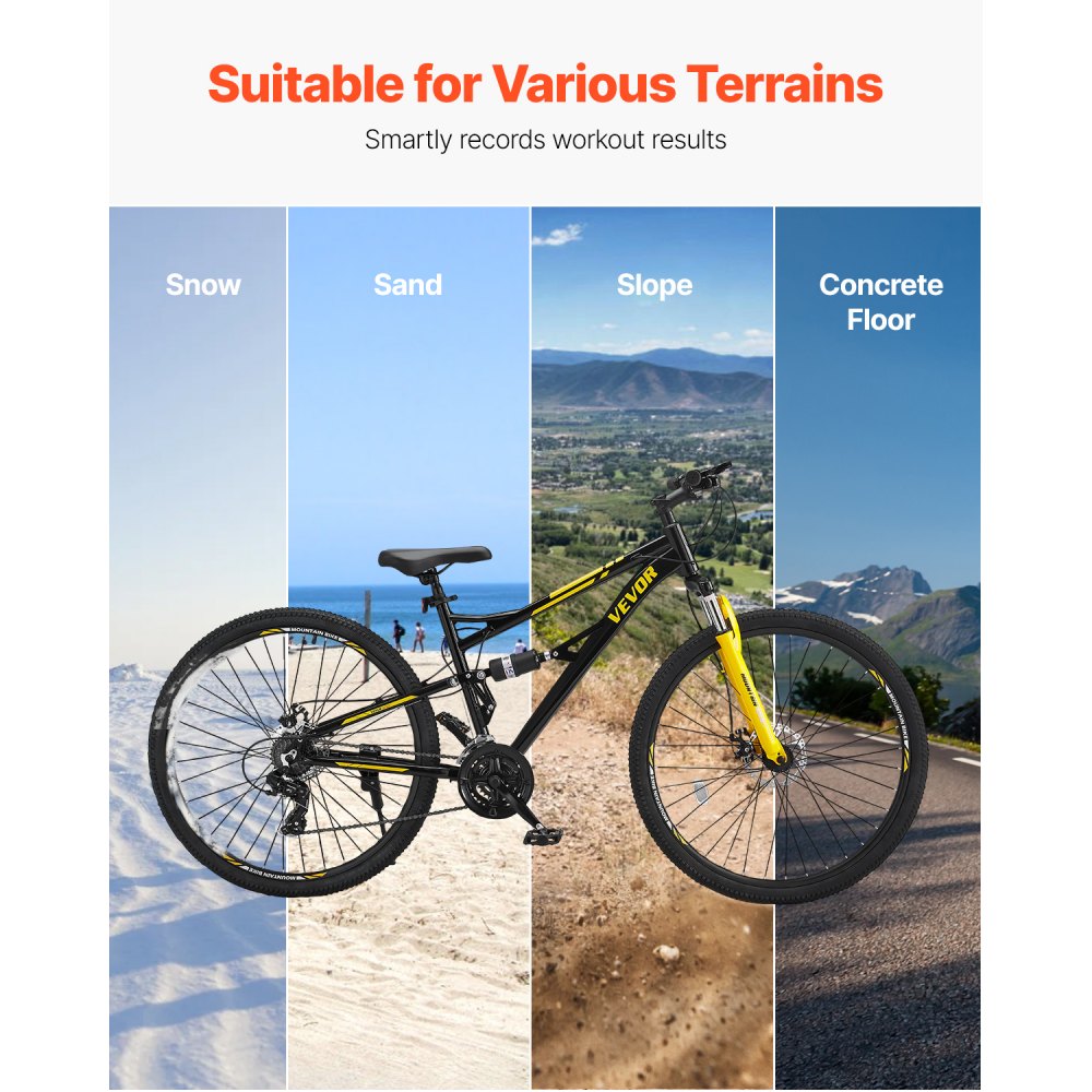 VEVOR Bicicleta de Montaña, Bicicleta MTB con Suspensión Doble Completa, 24 Velocidades, Sillín Cómodo, Frenos de Disco Dobles, Marco Aleación de Aluminio, para Senderos y Nieve, 1900 x 635 x 1030 mm