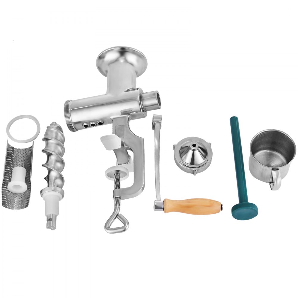 VEVOR Exprimidor Manual de Acero inoxidable 304, Extractor de Hierba Trigo Plata, Exprimidor Zumo Portátil con Relleno de Goma, Exprimidor para Bayas Diversas Variedades de Frutas y Verduras Trigo