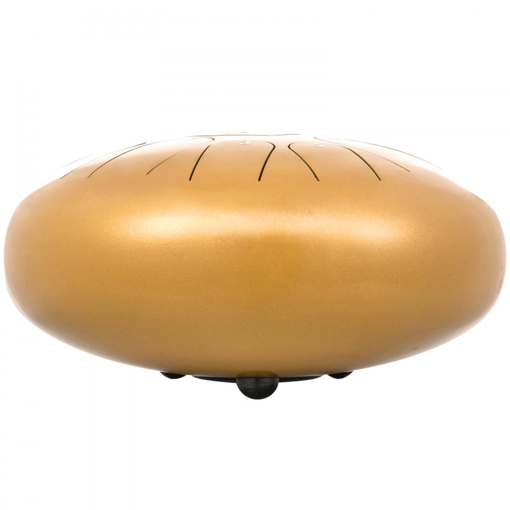 VEVOR Tambor de Lengua de Acero 12 Pulgadas (30cm) Tambor Instrumento Metálico de Lengüetas Acero con 11 Teclas de Notas Tono F con Bolsa Libro de Música, Mazos, Puntas de Dedo Oro