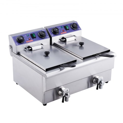 Freidora eléctrica comercial VEVOR Freidora profunda de encimera con tanques duales 3000W