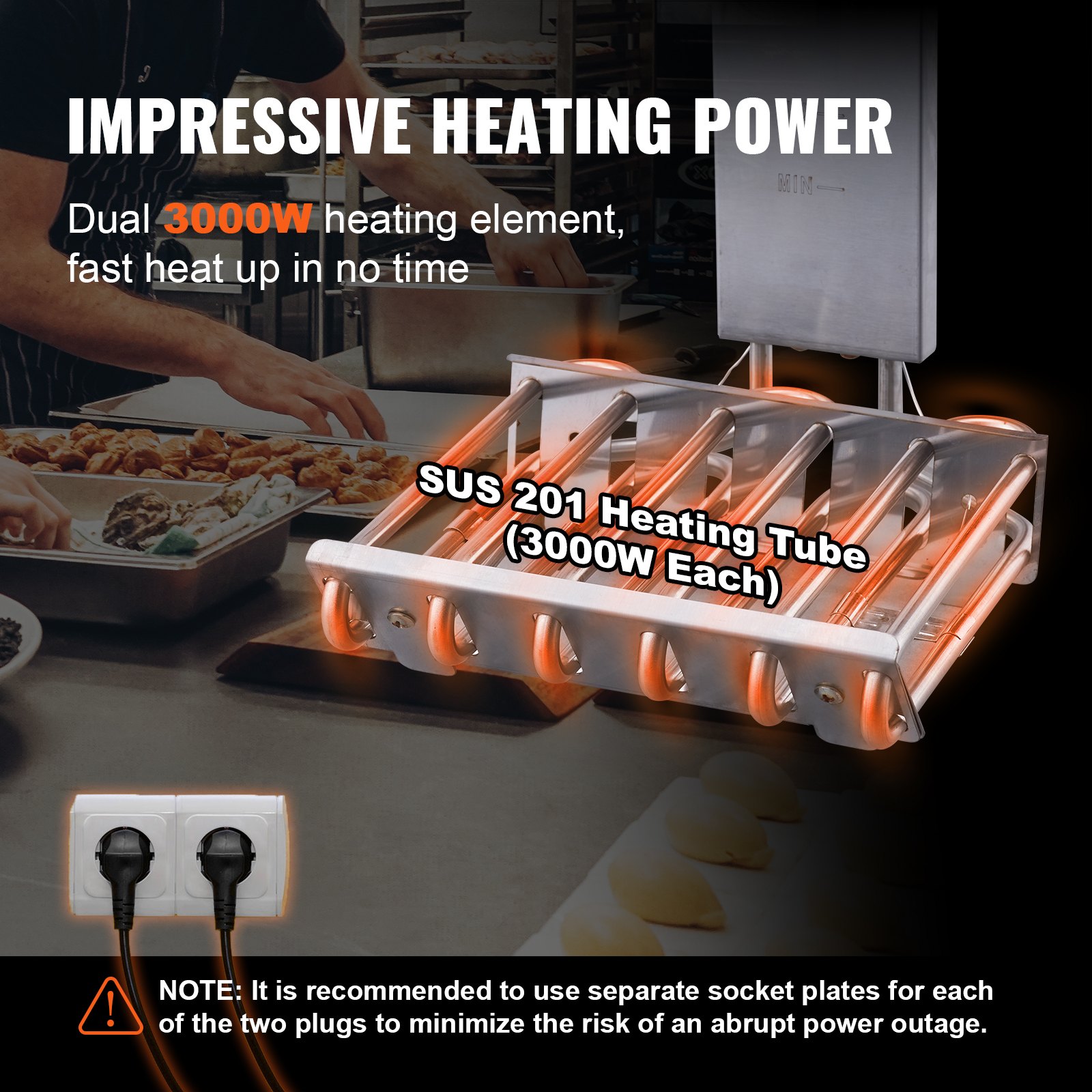 VEVOR Freidora Eléctrica Comercial 2 Tanques 12L 6000W Freidora de Aceite de Acero Inoxidable con 2 Cestas para Freír Temperatura y Tiempo Ajustables 50-200°C para Aros de Cebolla Pollo Patatas Fritas