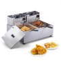 VEVOR Freidora Eléctrica Comercial Freidora Industrial 2 Tanques 10 L 5000 W Freidora de Aceite Freidora Doble con 2 Cestas Freidoras Profesional