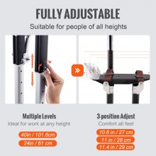 VEVOR Zancos para paneles de yeso de aluminio de altura ajustable 61-101,6cm Negro
