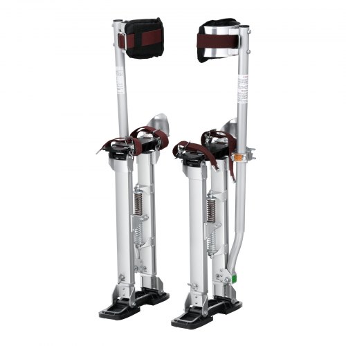 VEVOR Zancos de Trabajo de Aleación de Aluminio Altura Ajustable de 45,7-76,2 cm Zancos de Pintor Carga de 103 kg Zancos para Paneles de Yeso Tamaño de Pies 27-29cm para Pintura Decoración Color Plata