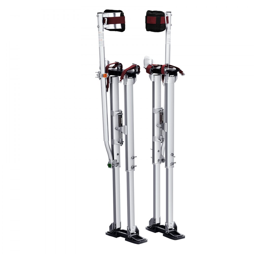 VEVOR Zancos de Trabajo de Aleación de Aluminio Altura Ajustable de 91,4-126,7 cm Zancos de Pintor Carga de 103kg Zancos para Paneles de Yeso Tamaño de Pies 27-29cm para Pintura Decoración Color Plata