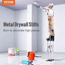 VEVOR Zancos de Trabajo de Aleación de Aluminio Altura Ajustable de 91,4-126,7 cm Zancos de Pintor Carga de 103kg Zancos para Paneles de Yeso Tamaño de Pies 27-29cm para Pintura Decoración Color Plata
