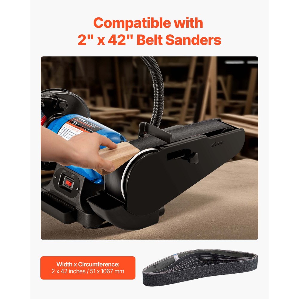 VEVOR Bandas de Lijado de 1066 mm, 6 uds Cada Una con Granos Surtidos de 36, 40, 60, 80, 100 y 120, Carburo de Silicio, para Afilar Cuchillos, Materiales Compuestos y Acabado de Plásticos, Negro