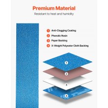 VEVOR 4 Bandas de Lijado de 91 cm, 10 Unidades 2 de Cada Grano: 40, 60, 80, 120 y 240 de Zirconio para Afilar Cuchillos, Pulir Metales, Acero Inoxidable y Acabado de Aleación de Níquel, Azul
