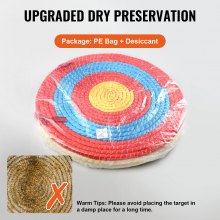 VEVOR Objetivo de Tiro con Arco de 50,8 cm Objetivo de Paja Tradicional Hecho a Mano Portátil Espesor de 2,5" de 3 Capas Accesorio para Entrenamiento de Tiro con Arco al Aire Libre, Arcos y Ballestas