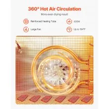 VEVOR Deshidratador de Alimentos 6 Bandejas de Acero Inoxidable 400W 30 a 90 °C