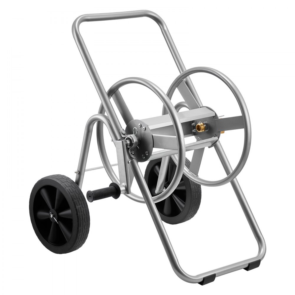 VEVOR Water Hose Reel Cart, 6096/9144 cm High-Pressure Garden Hose Cart, Hoses Reel Carts with Two Wheels, Handle & Heavy-Duty Mesh Storage Basket, Portable Hoses Reels for Garden, Car, Pet Washing