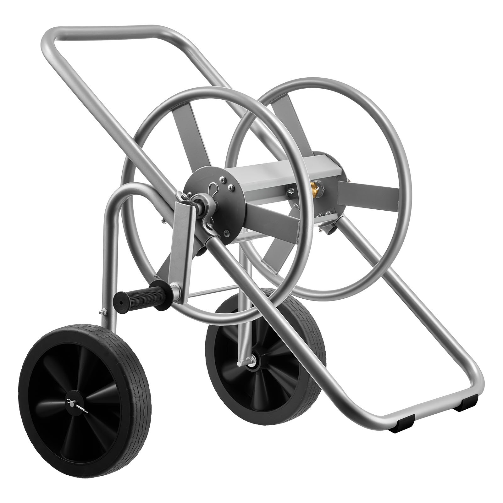 VEVOR Carro Portamangueras de Jardín de Alta Presión 60/90 Metros, con Dos Ruedas, Asa y Cesta de Almacenamiento de Malla Resistente, para Riego de Jardín y Lavado de Coches, 650 x 530 x 740 mm
