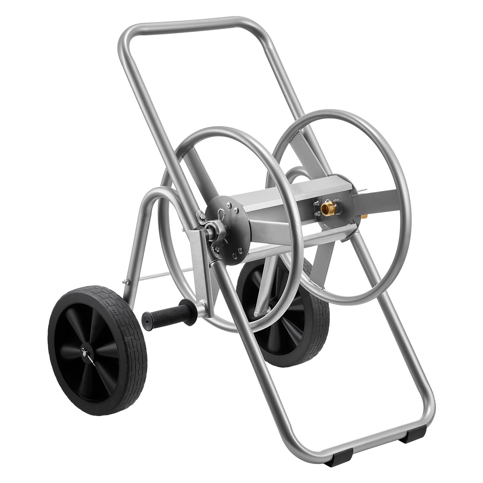 VEVOR Carro Portamangueras de Jardín de Alta Presión 60/90 Metros, con Dos Ruedas, Asa y Cesta de Almacenamiento de Malla Resistente, para Riego de Jardín y Lavado de Coches, 650 x 530 x 740 mm
