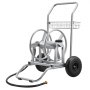 VEVOR Carro Portamangueras de Jardín de Alta Presión de 60/90 Metros, con Dos Ruedas, Asa y Cesta de Almacenamiento de Malla Resistente, para Jardín, Coche y Mascotas, 675 x 610 x 900 mm, Plata