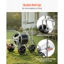 VEVOR Carro de Carrete de Manguera Capacidad de Manguera de Agua de 91 m Herramientas Móviles con 4 Ruedas, Acero Recubierto de Polvo para Plantación al Aire Libre con Cesta de Almacenamiento