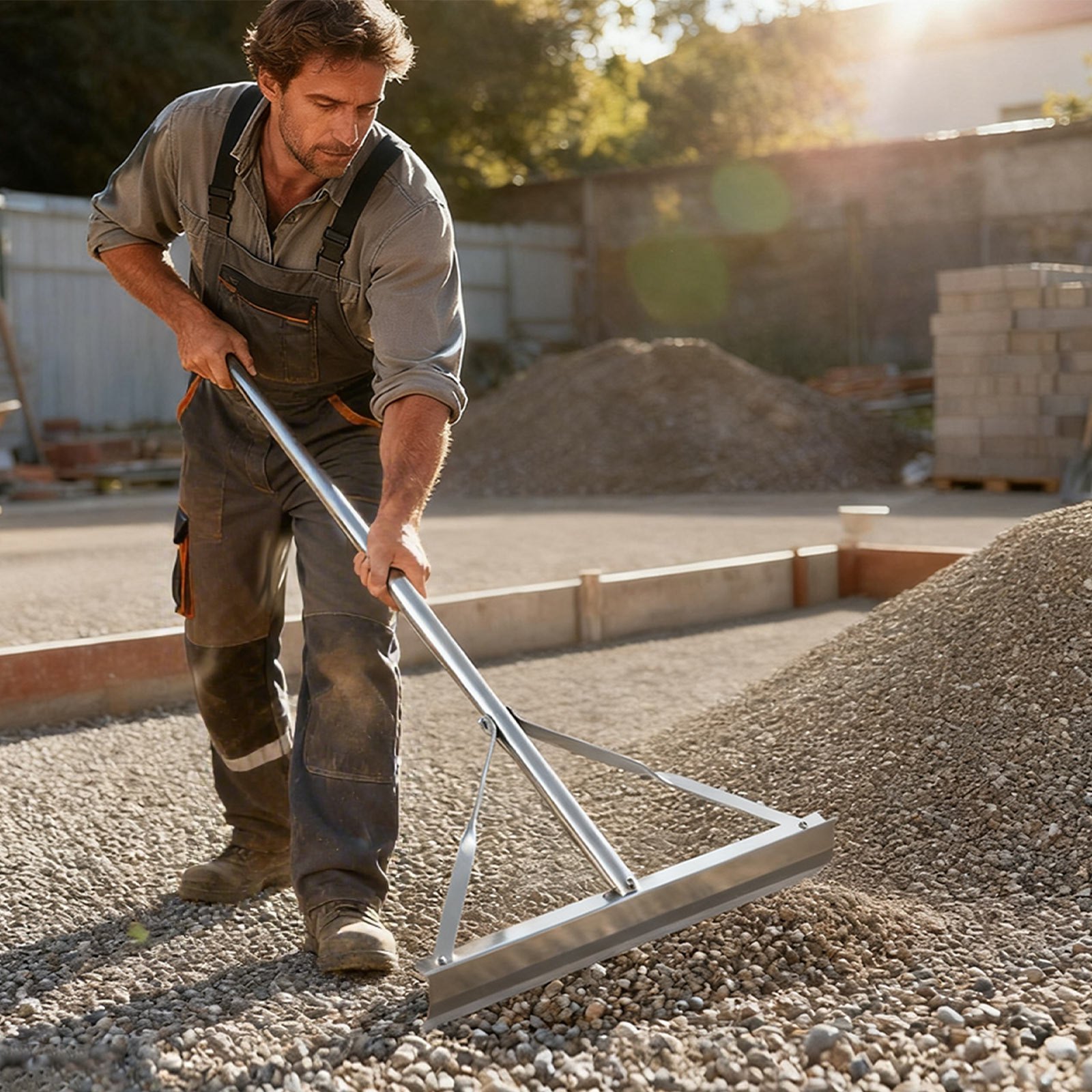 VEVOR Esparcidor de Alquitrán 508 mm, Empujador de Alquitrán de Aluminio, con Mango 1510 mm, para Nivelar Asfalto y Terrenos, Pavimentar Hormigón, Alisar Arena, sin Dientes, 1530 x 508 x 98 mm