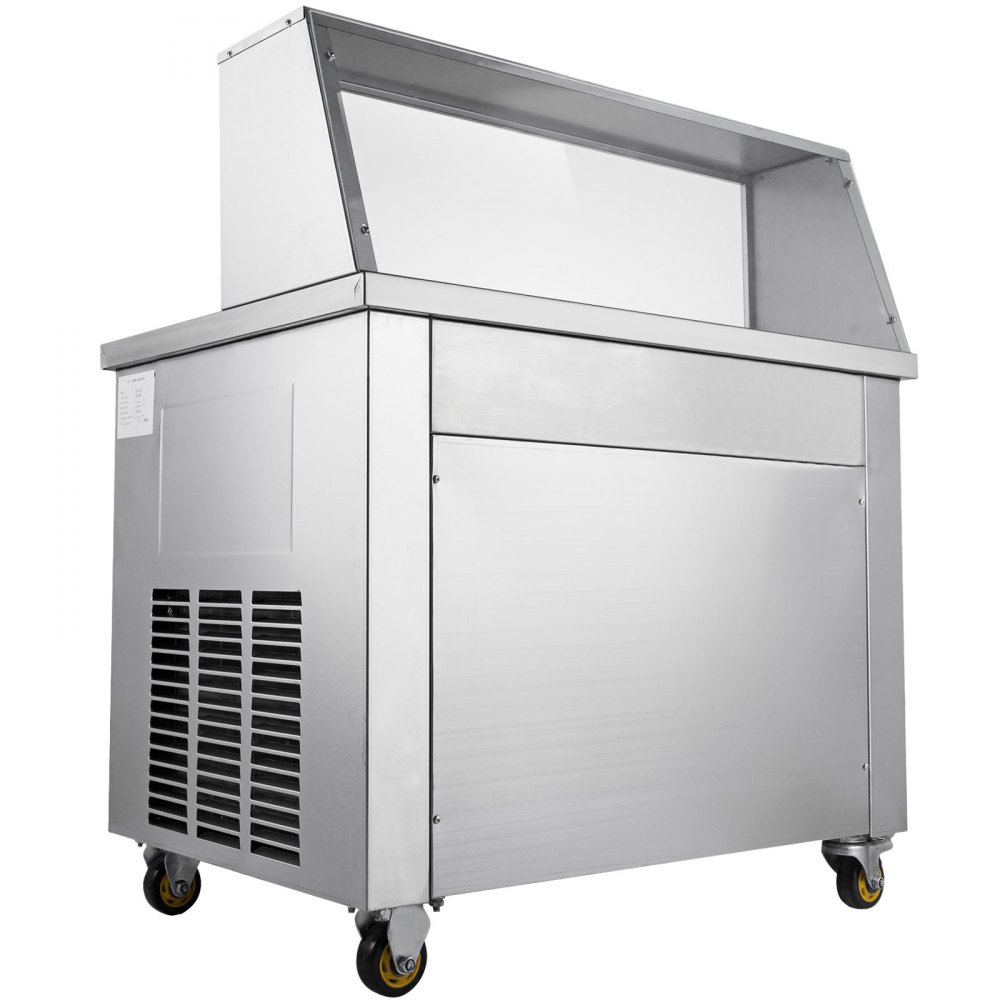 VEVOR Plancha Para Hacer Helado Tailandés, con 2 Sartén y 5 Cilindros de Ingredientes, Maquina de Helado Frito, de Acero Inoxidable, Plato Frío de Helado de Freír, con 2 Métodos de Descongelación