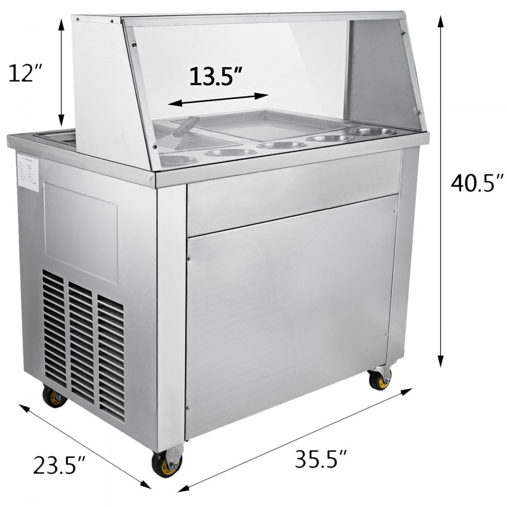 VEVOR Plancha Para Hacer Helado Tailandés, con 2 Sartén y 5 Cilindros de Ingredientes, Maquina de Helado Frito, de Acero Inoxidable, Plato Frío de Helado de Freír, con 2 Métodos de Descongelación