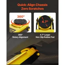 VEVOR Gato de Piso de Perfil Bajo 2,5 toneladas 71x32x15 cm Gato de Carretilla Bajo Perfil Bomba Hidráulica Doble Herramienta de Elevación Baja, Material de Aluminio y Acero, Amplio Rango de Elevación