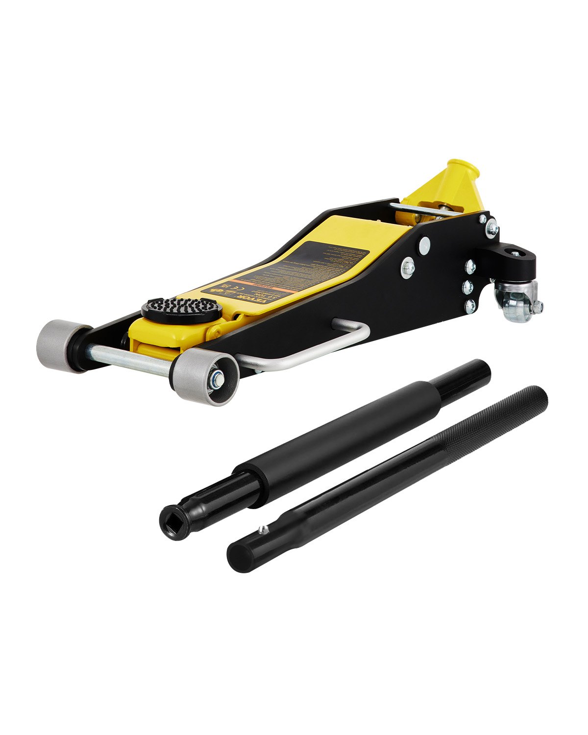 Gato de suelo de carreras VEVOR de color amarillo y negro con mango largo y ruedas resistentes.