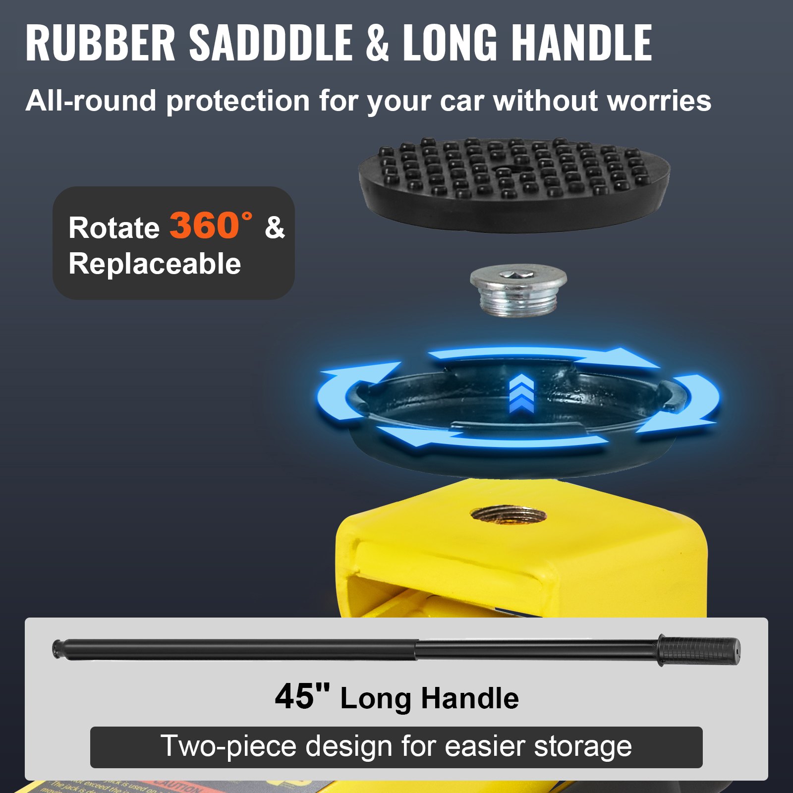 Gato de piso VEVOR con asiento de goma, rotación de 360° y mango de 45&quot; de largo para un fácil almacenamiento.