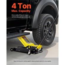 VEVOR Gato Hidráulico de Perfil Bajo para Vehículos Deportivos Multiusos, Capacidad de 4 T, con Carretilla de Acero y Bomba de Acción Rápida de Doble Pistón, Rango de Elevación de 100 a 545 mm