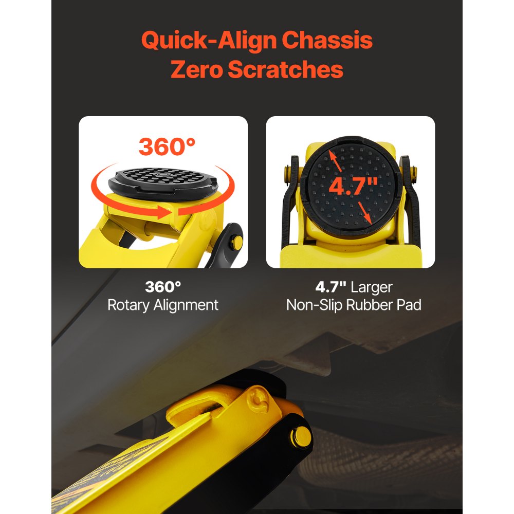 VEVOR Gato Hidráulico de Piso Capacidad de 4 T Altura de elevación de 100-533 mm Gato de Acero Resistente con Bomba de Elevación Rápida de Doble Pistón para Taller de Elevación de Camiones SUV