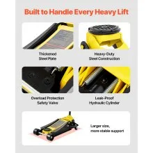 VEVOR Gato Hidráulico de Piso Capacidad de 4 T Altura de elevación de 100-533 mm Gato de Acero Resistente con Bomba de Elevación Rápida de Doble Pistón para Taller de Elevación de Camiones SUV