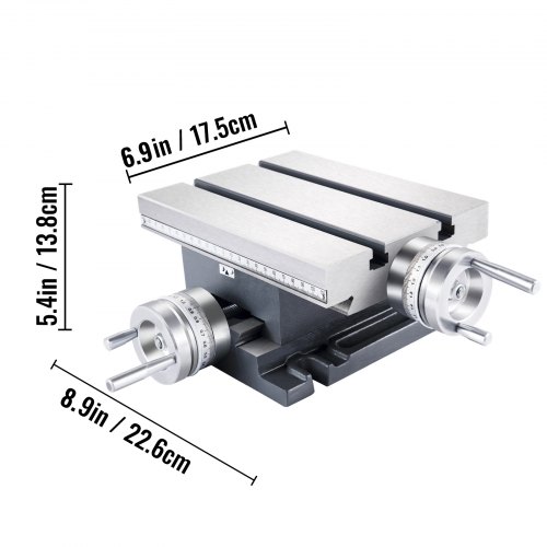 VEVOR Mesa de Trabajo de Fresado 2 Ejes 246x176 mm Base 225x180 mm Mesa de Trabajo de Deslizamiento Transversal Recorrido 120x108 mm Precisión de 0,01 mm Hierro Fundido Mesa de Trabajo para Fresadora
