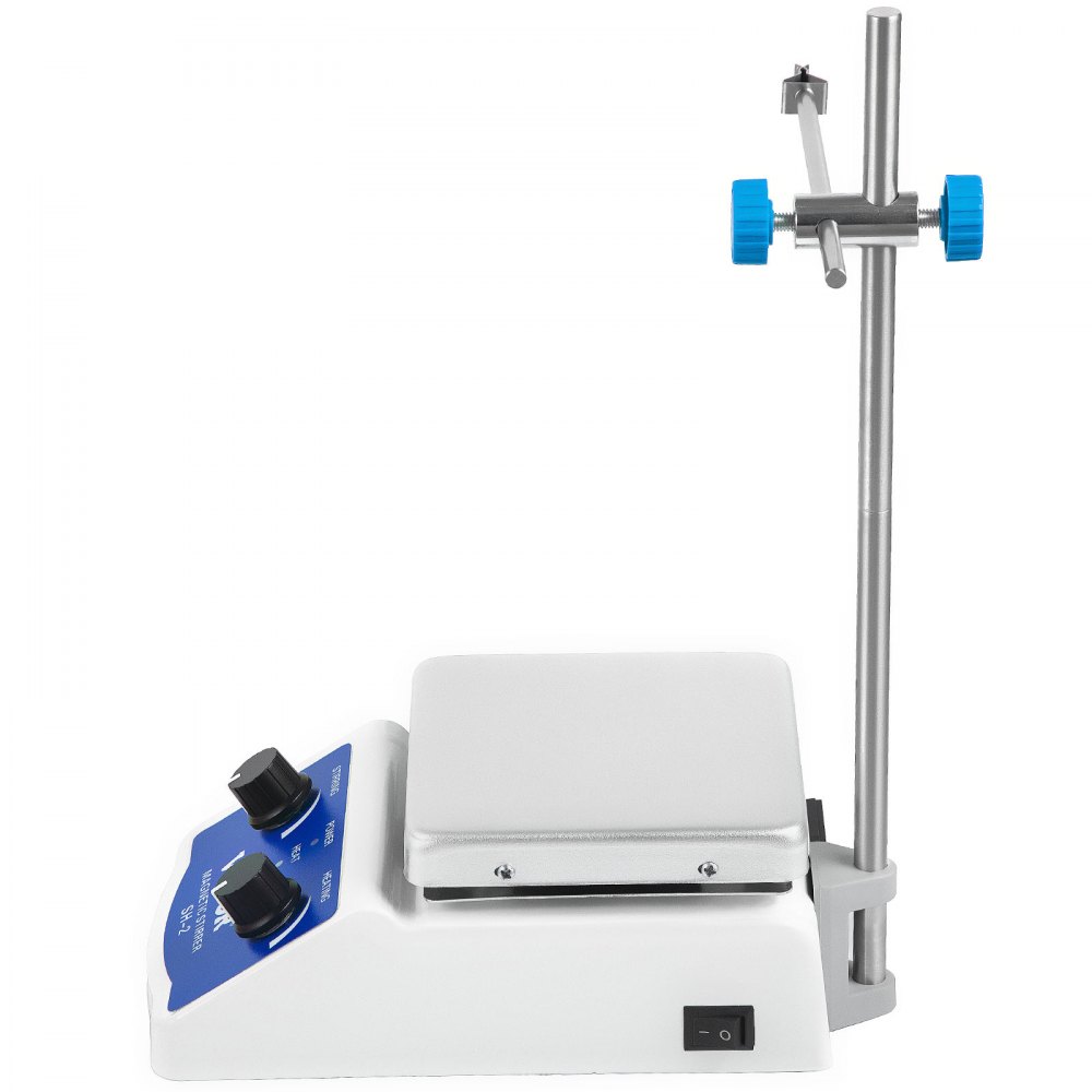 VEVOR Agitador Magnético SH-2, 100-2000 RPM Mezclador Magnético, con Placa Calentadora, Velocidad y Temperatura Ajustable, para Laboratorio, Barra Agitadora y Soporte Incluidos