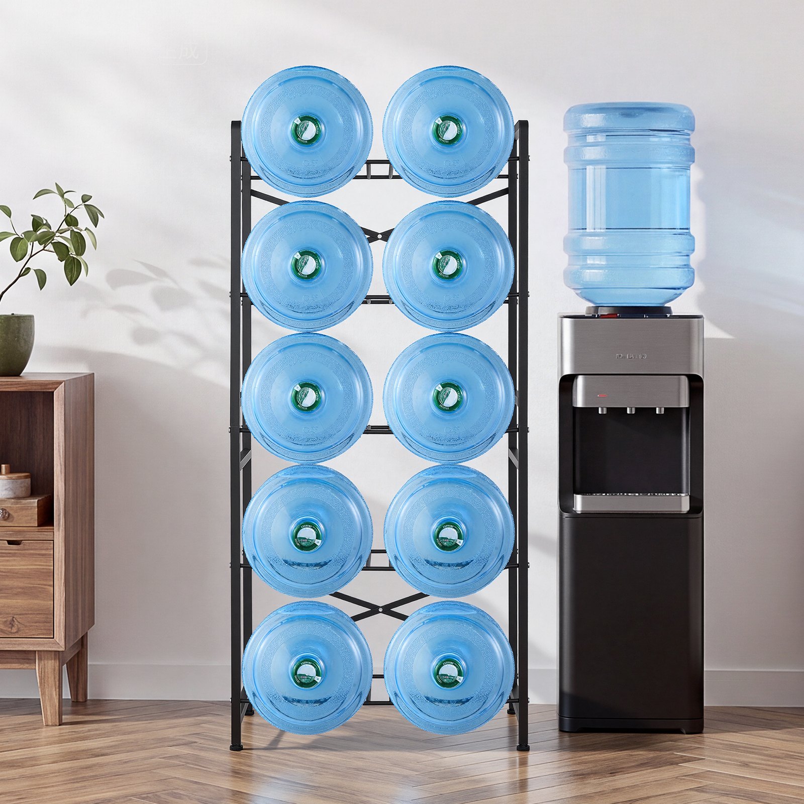 VEVOR Estante para Garrafas de Agua, Soporte para Botellas Grandes de Agua, Estantería Metálica de 5 Niveles para 10 Jarras de 11 L y 19 L, Organizador de Almacenamiento para Oficina Comedor Salón