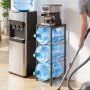 VEVOR Water Jug Holder, 4 Tiers 11 L and 19 L Water Bottle Holder for 3 Bottles, Heavy Duty Jug Rack Organizer with Storage Shelf, Detachable for Kitchen, Office, Living Room, Black and Brown