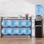 VEVOR Water Jug Holder, 3 Tiers 4 Rows 11 L and 19 L Water Bottle Holder for 8 Bottles, Heavy Duty Jug Rack Organizer with Storage Shelf, Angled Design, for Kitchen, Office, Living Room, Black