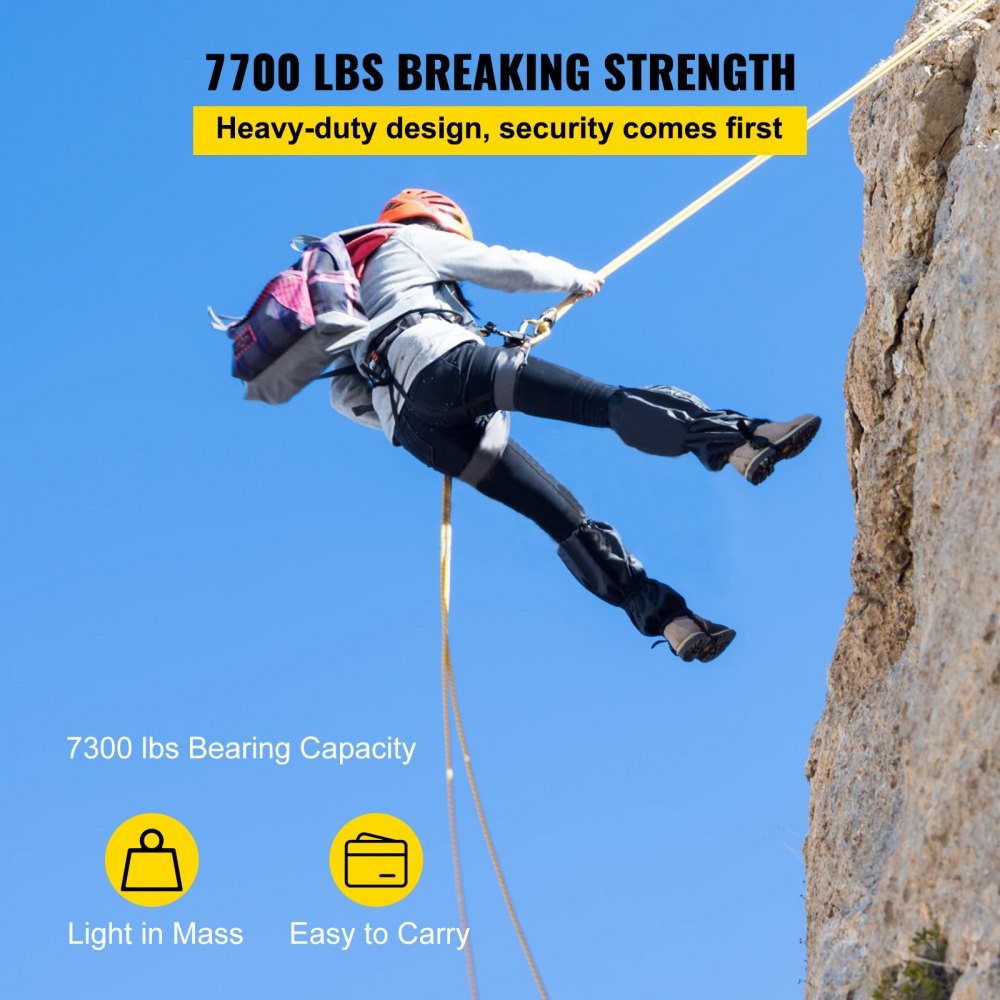 VEVOR Bloque de Polea Doble y Aparejo Bloque de Polea Doble de 12 mm x 30 m con Cuerda Trenzada, Resistencia a la rotura de 35 KN para Trabajos en Torres, Entrenamiento y Actividades al Aire Libre