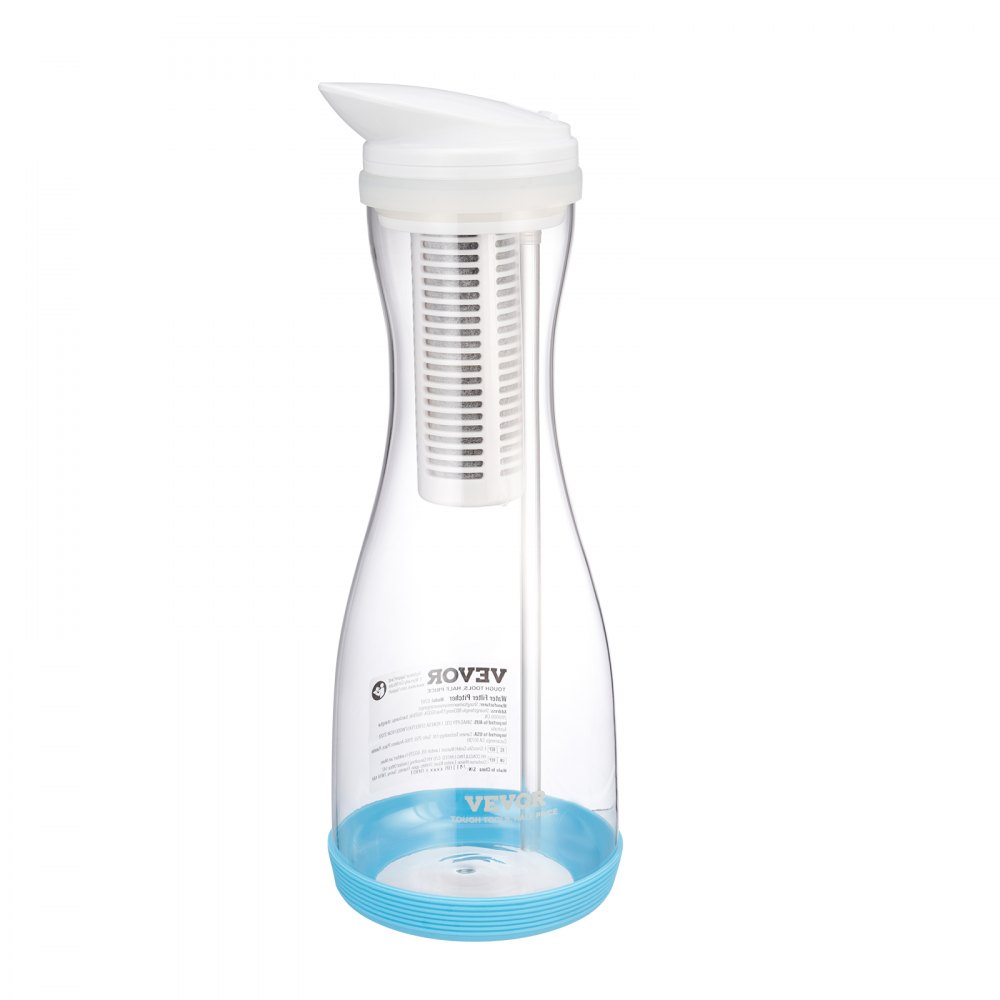 VEVOR Water Filter Pitcher, 6-Cup Glass Water Filter Dispenser, Refrigerator-Friendly Water Filtration System, BPA-Free, Lasts 3 Months / 800 L, Reduces Chlorine, Rust, Odors, PFOA/PFOS