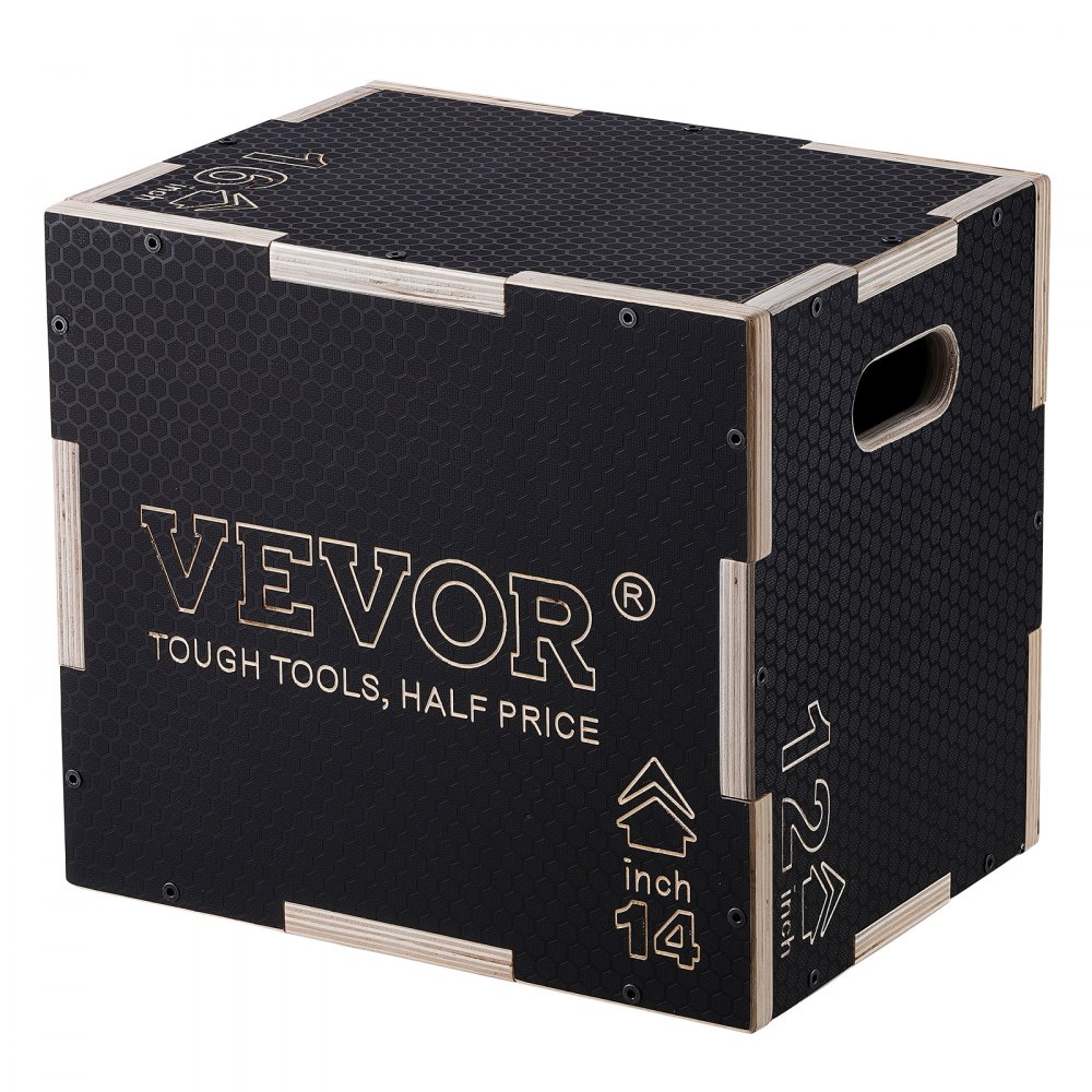 VEVOR Caja pliométrica 3 en 1 Caja de salto Culturismo Fitness Crossfit Madera Antideslizante Altura 40/35/30 cm Carga 204 kg para entrenamiento pliométrico Step-ups Flexiones Sentadillas Gimnasio