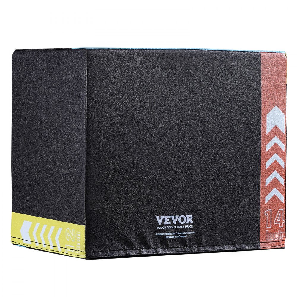 VEVOR Caja de Salto Pliométrica 3 en 1 Caja de Salto Tejido de Malla de PVC y Algodón Caja de Ejercicios de Fitness Antideslizante Capacidad de Peso 100kg para Entrenamiento en Gimnasio, Casa, Negro