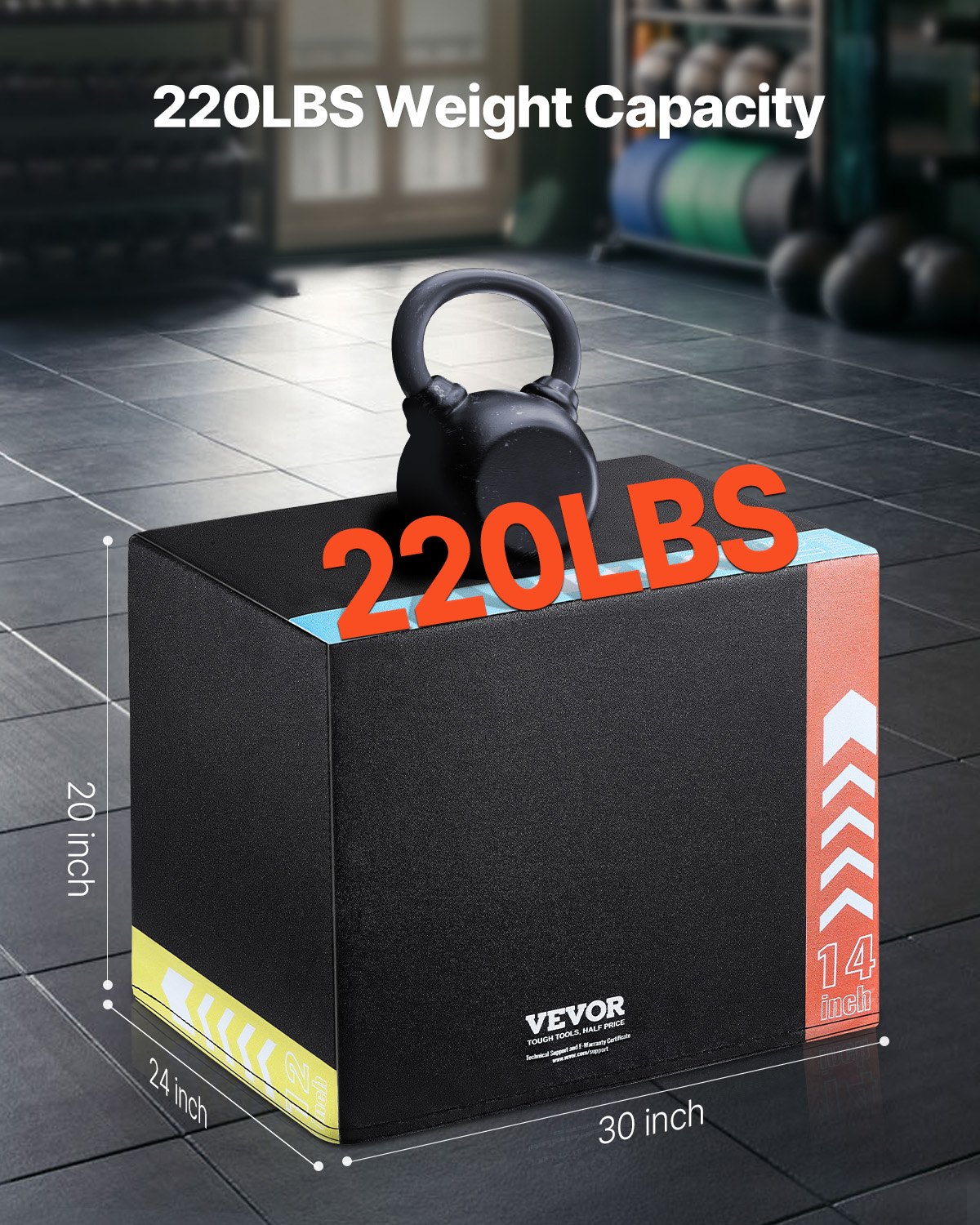 VEVOR Caja de Salto Pliométrica 3 en 1 Caja de Salto Tejido de Malla de PVC y Algodón Caja de Ejercicios de Fitness Antideslizante Capacidad de Peso 100kg para Entrenamiento en Gimnasio, Casa, Negro