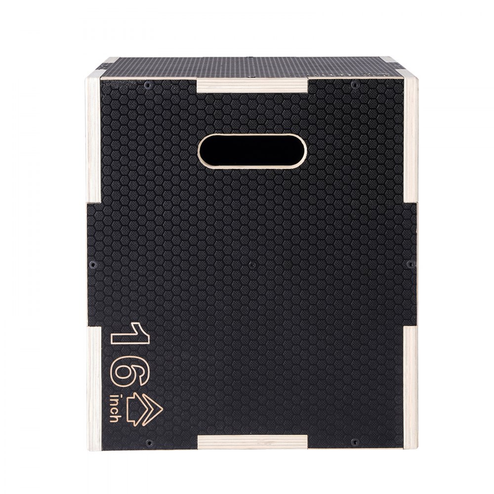 VEVOR 3-in-1 Plyometric Jump Box 20/18/16-inch Plyo Box, Jump Box, Jumping Box, 204 kg Load Capacity, Fitness Exercise Step-Up Box for Home Training, Jump Training, Black, Adjustable Height
