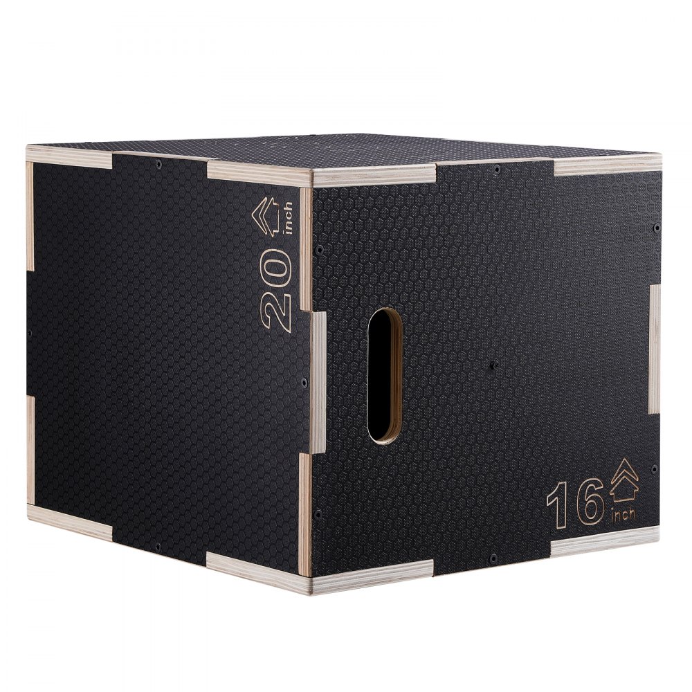 VEVOR Caja pliométrica 3 en 1 Jump Box Culturismo Fitness Crossfit Madera Antideslizante Altura 50/45/40 cm Carga 204 kg para entrenamiento pliométrico Step-ups Flexiones Sentadillas Gimnasio en casa