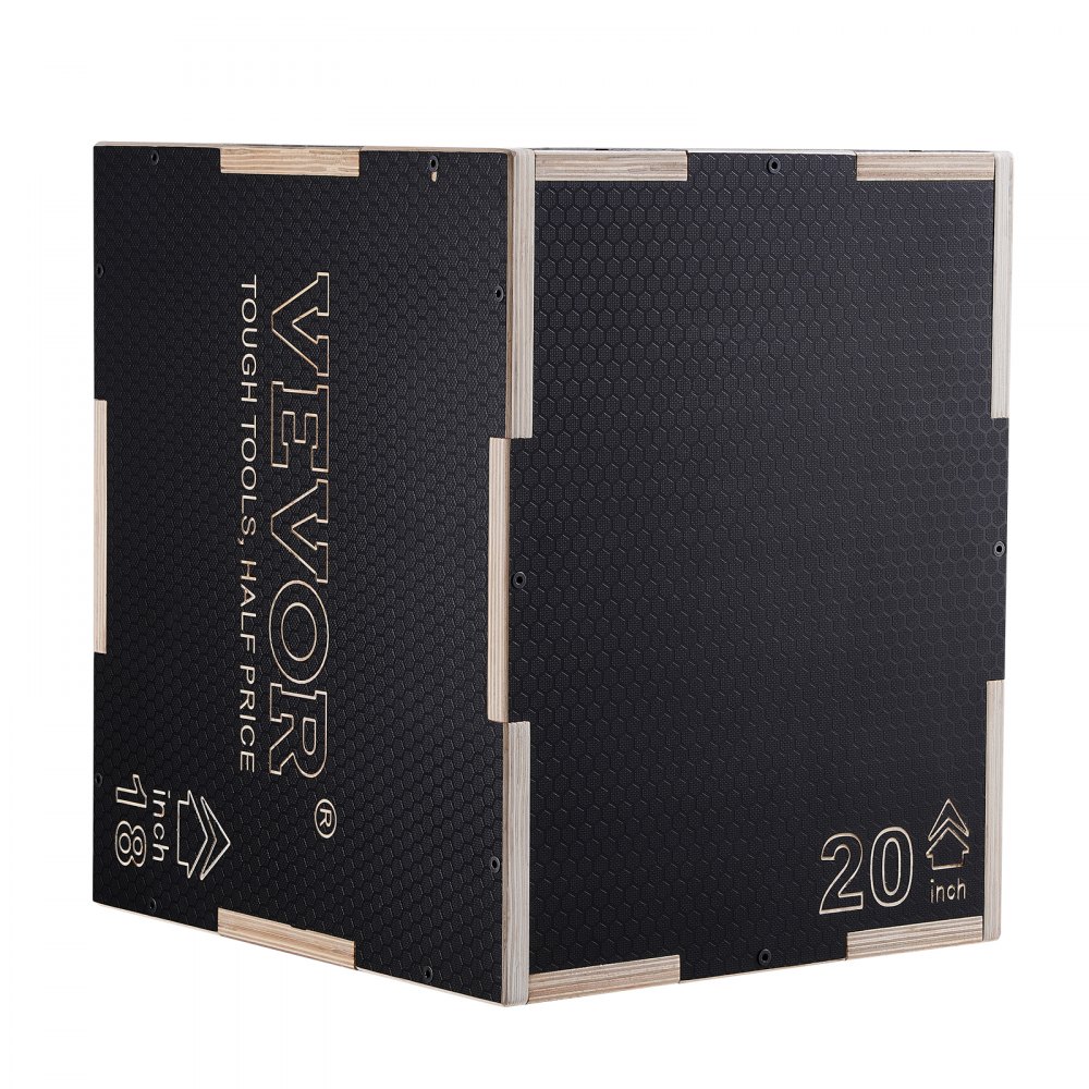 VEVOR Caja pliométrica 3 en 1 Jump Box Culturismo Fitness Crossfit Madera Antideslizante Altura 50/45/40 cm Carga 204 kg para entrenamiento pliométrico Step-ups Flexiones Sentadillas Gimnasio en casa