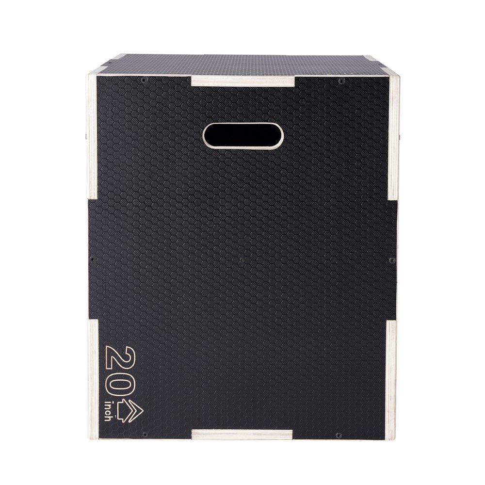 VEVOR Caja Pliométrica 3 en 1 Altura Ajustable 76/60/50 cm Caja de Salto Culturismo Fitness de Madera Antideslizante Carga de 204 kg para Entrenamiento Pliométrico Flexiones Sentadillas Gimnasio Hogar
