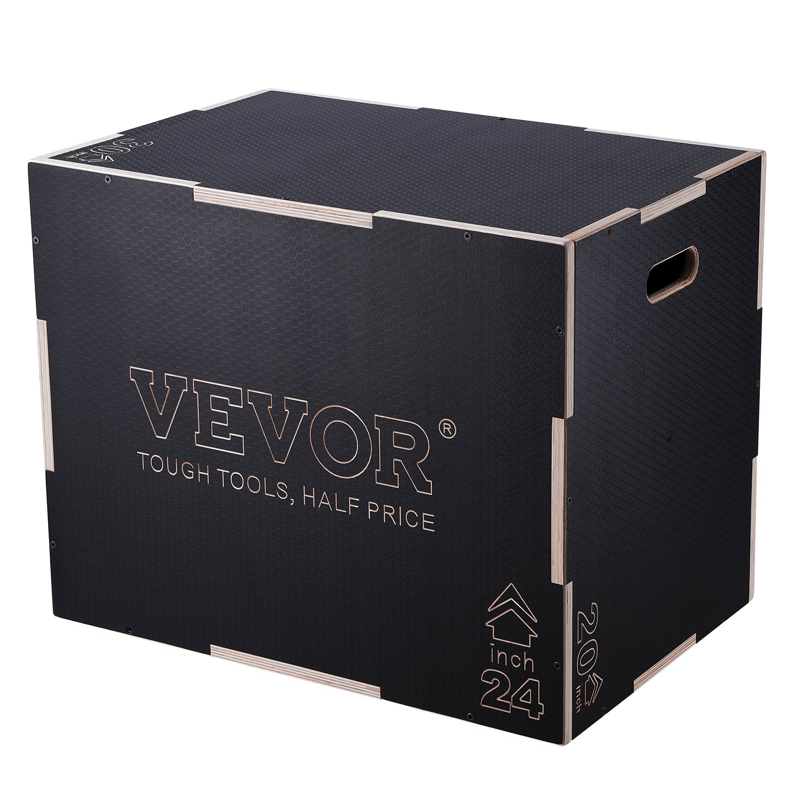 VEVOR Caja Pliométrica 3 en 1 Altura Ajustable 76/60/50 cm Caja de Salto Culturismo Fitness de Madera Antideslizante Carga de 204 kg para Entrenamiento Pliométrico Flexiones Sentadillas Gimnasio Hogar
