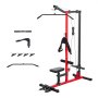 VEVOR Máquina de Polea Dorsal 3 en 1, Máquina Polea Alta y Baja con Barra, Asiento Ajustable en 3 Niveles, Rodillo de Espuma Ajustable en 4 Niveles, Carga de 181 kg para Dorsal, Pecho, Tríceps