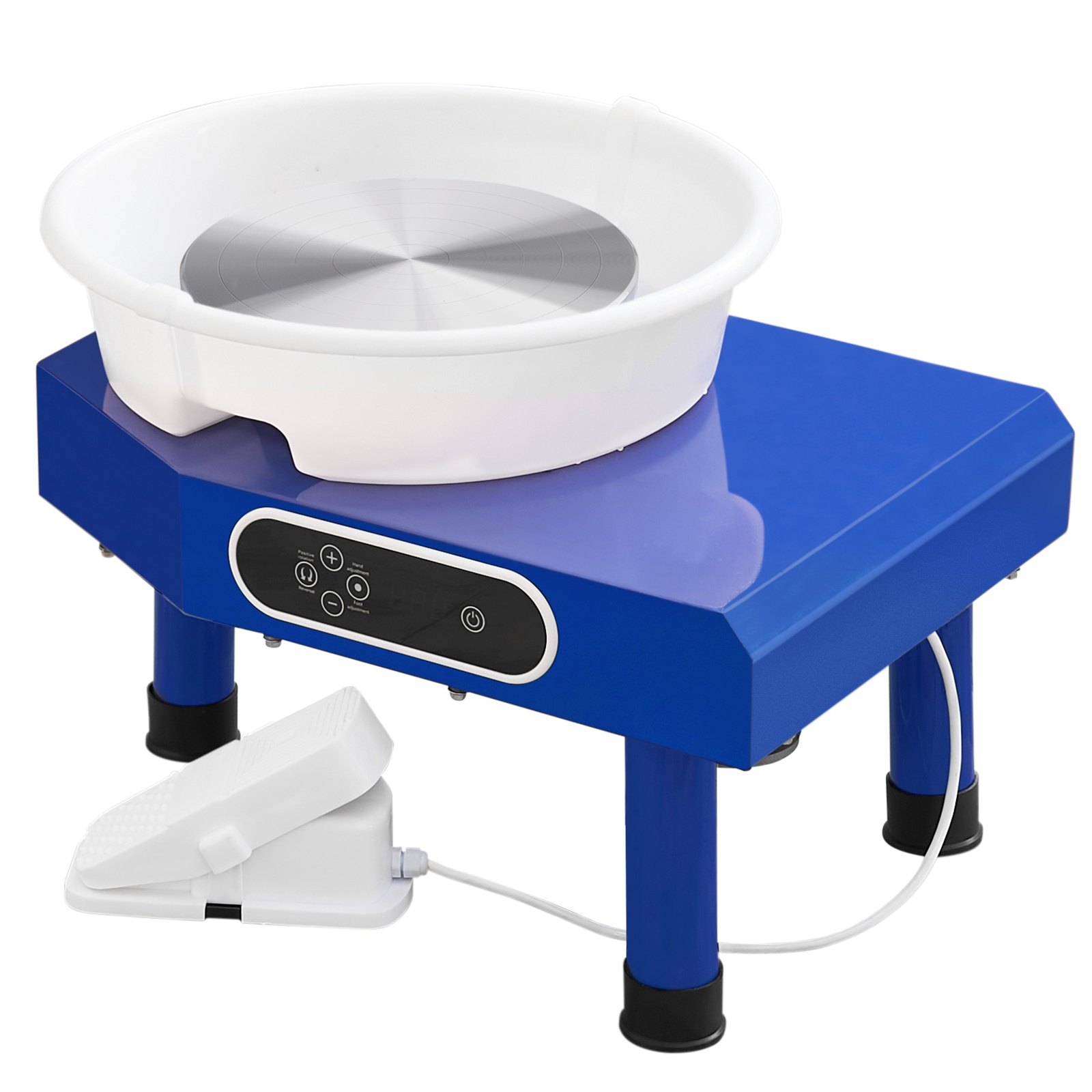 VEVOR Torno de Alfarero Placa de Aluminio 25 cm Rueda de Cerámica Eléctrica, para Manualidades, Velocidad Ajustable 60-300 RPM, Control de Pedal, Depósito Desmontable, Pantalla LCD, Kit de Accesorios