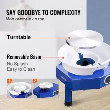 VEVOR Máquina de Rueda de Cerámica Torno Ceramica Eléctrica Diámetro de 25 cm Torno de Alfarero Eléctrico 350 W Máquina de Arcilla de Cerámica 300 rpm